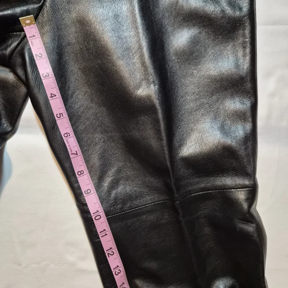 Dana Buchman 100% Lambskin Leather Pants - Black - Size 14 Petite - Picture 5 of 10